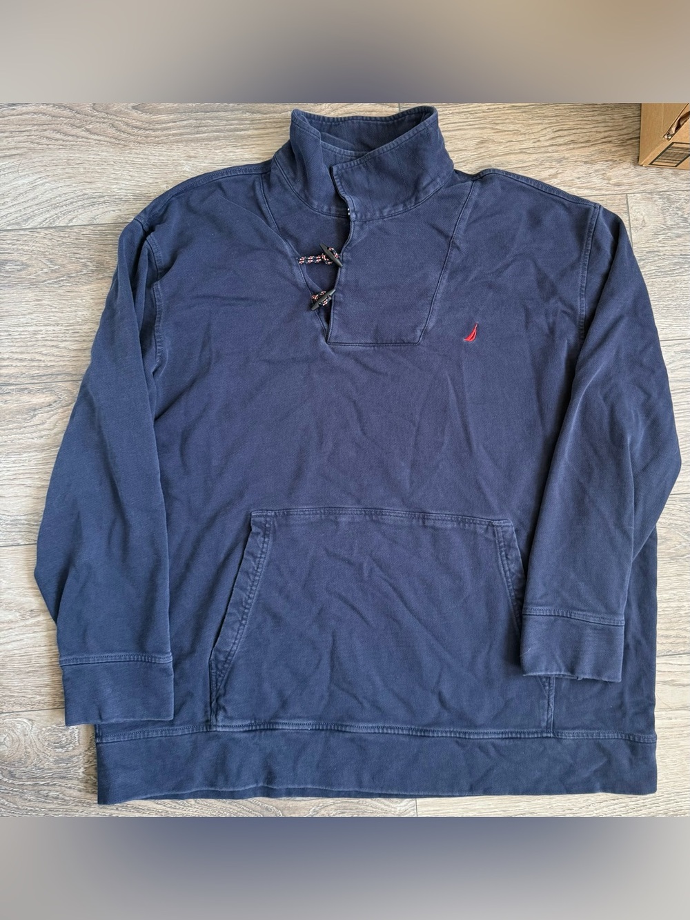 26.  Nautica Men’s Vintage Navy Quarter-Toggle Pullover Sweater 3XL